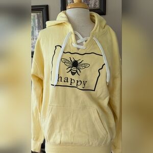 NWT Pacific & Co Medium Yellow Bee Happy Hooded Pullover Sweatshirt